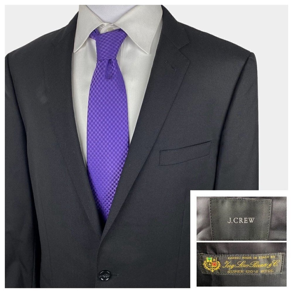 J. Crew Black Blazer with Purple Tie